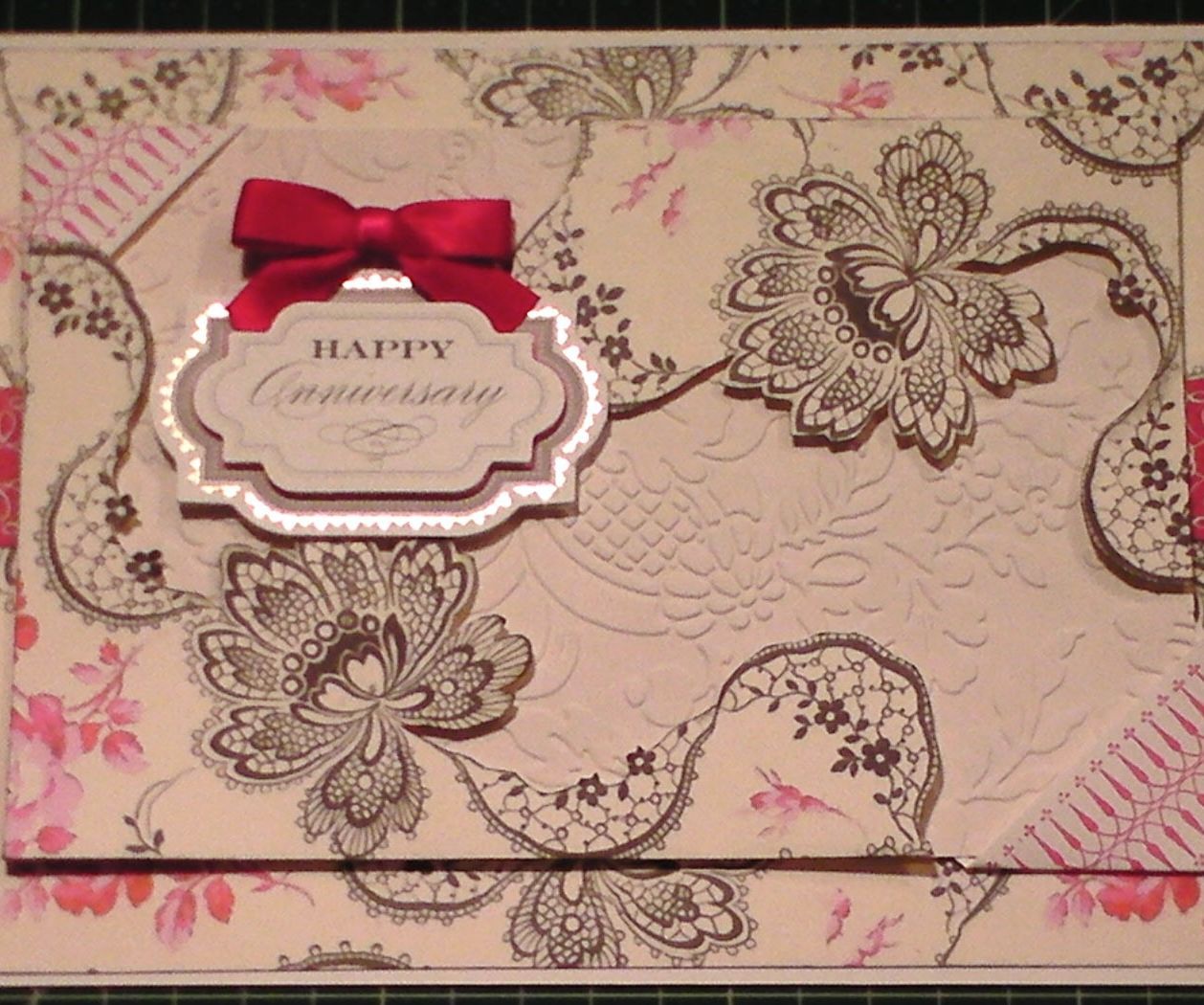 Go Back in Time! Old Floral Black & Cerise Card 