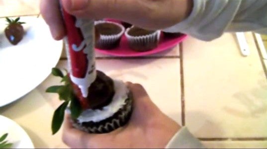 Adding the Strawberry and the Frosting