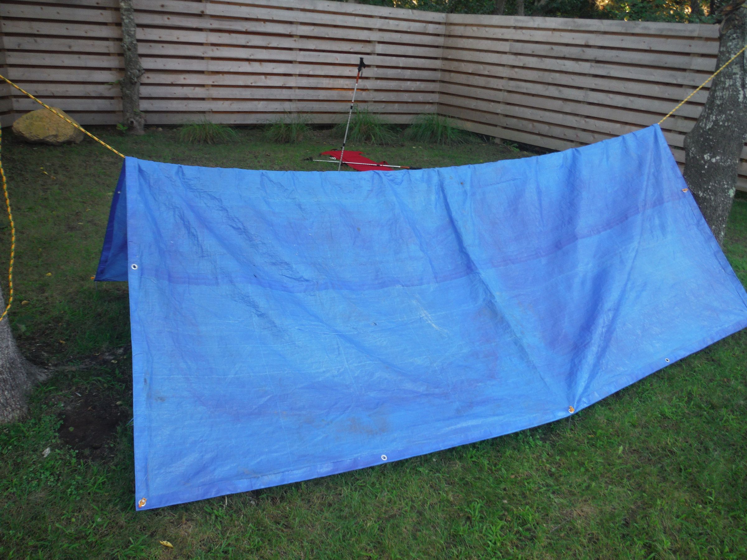 Trekking Pole Blue Tarp Tent 5 Steps (with Pictures) Instructables