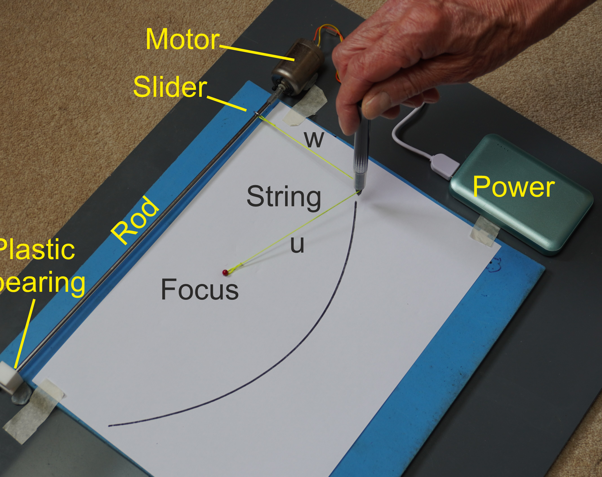 Pin-and-String Parabola Drawing - a Small Improvement