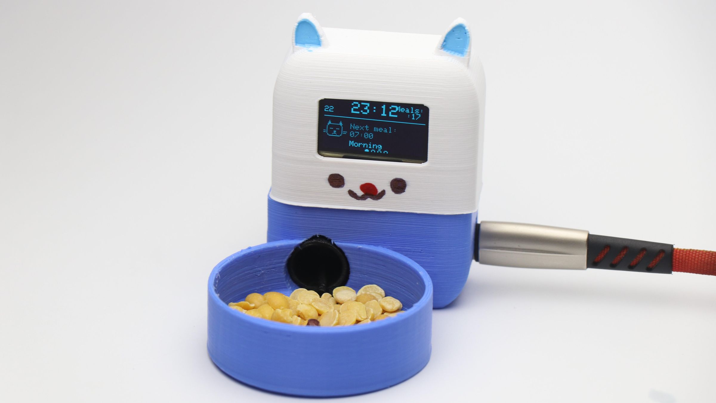 Smart Cat Feeder ใช้ ESP32-C3 และตัวเครื่องพิมพ์ 3D รูปแมว