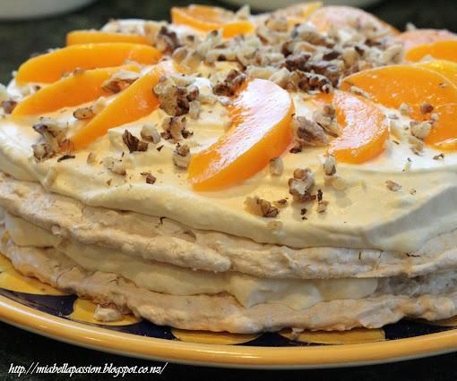 Walnut Peach Meringue Torte...