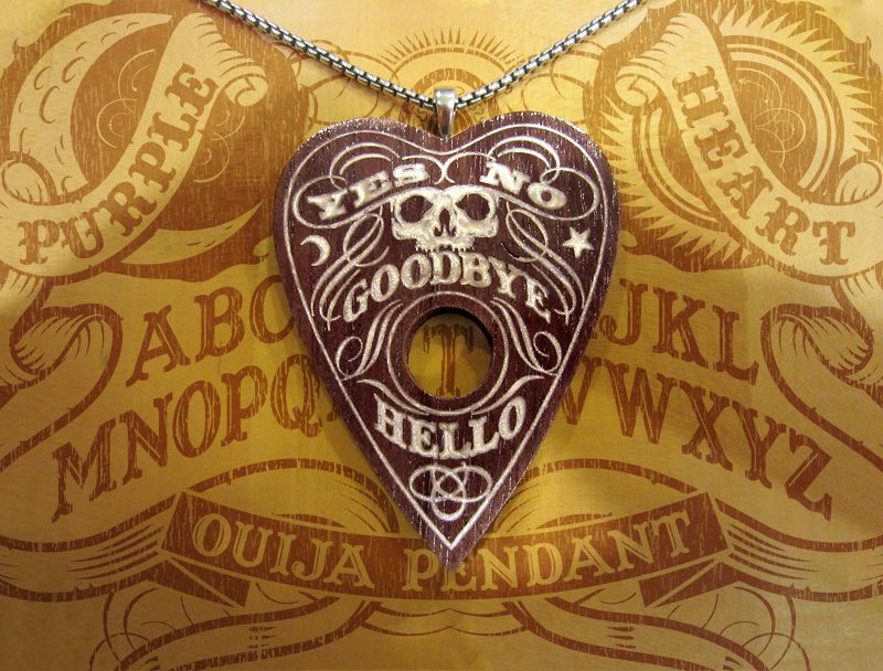 Purpleheart Ouija Pendant With Polymer Clay Inlays