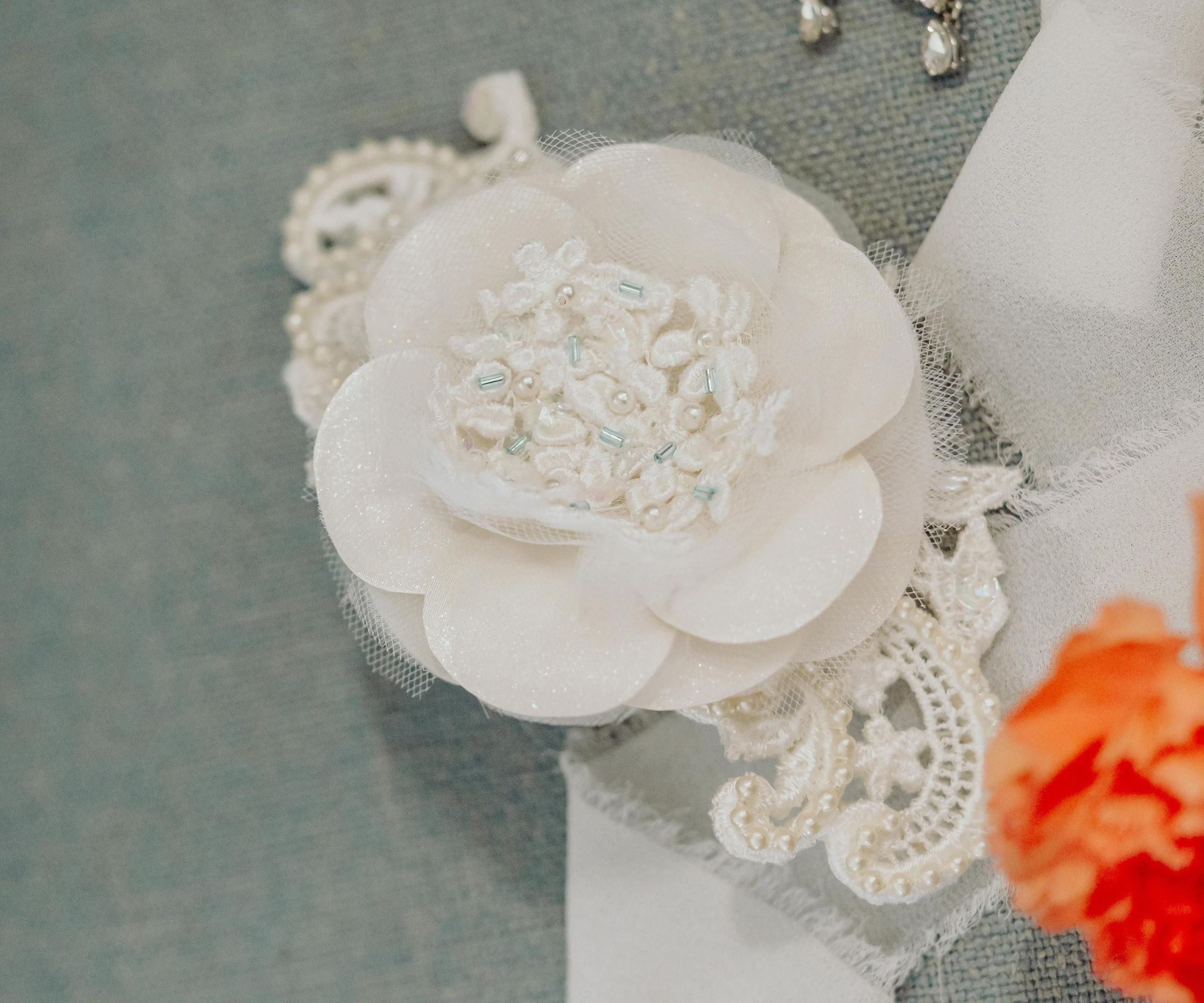 Bridal Brooch Made From the Bride's Mother's Wedding Veil