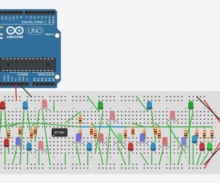 AT Tiny Microcontroller With LEDS and RGB