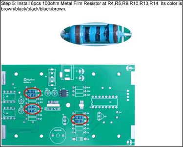 Install 6pcs 100ohm Metal Film Resistor at R4,R5,R9,R10,R13,R14
