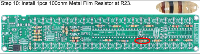 Install 1pcs 100ohm Metal Film Resistor at R23