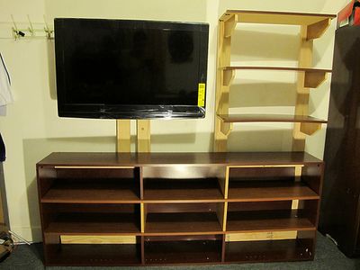 Turning a Bookcase Into a TV Stand & More Shelves
