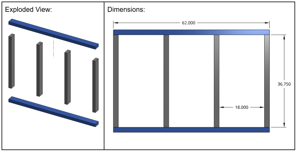 Center Unit Front Panel Dimensions: Part C