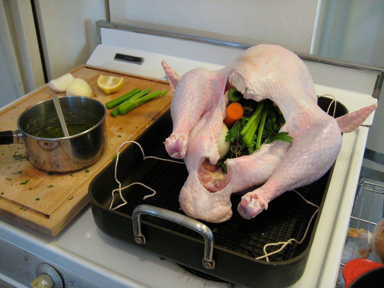 turkey with carrots celery and onions