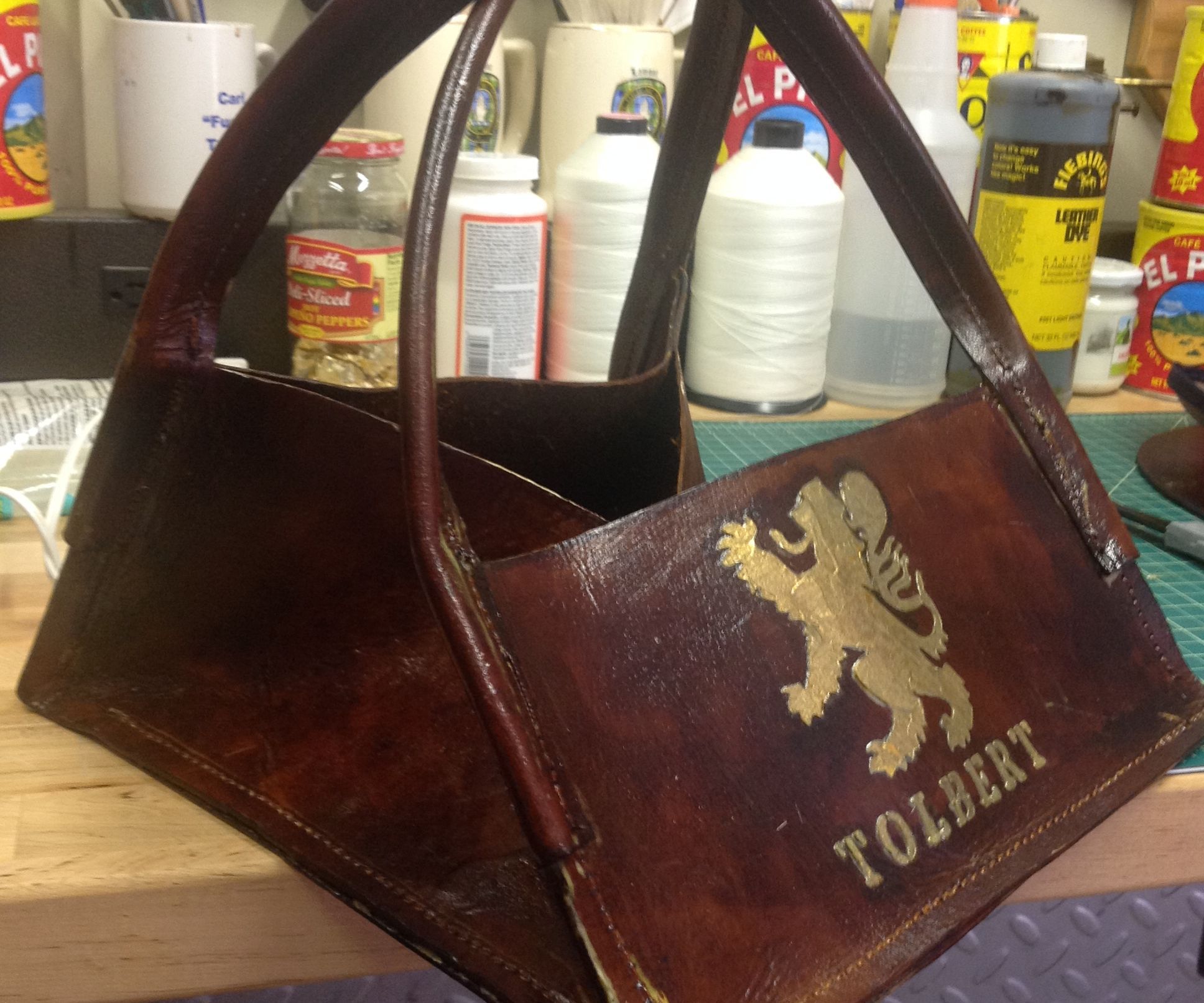 Antique Leather Growler Carrier