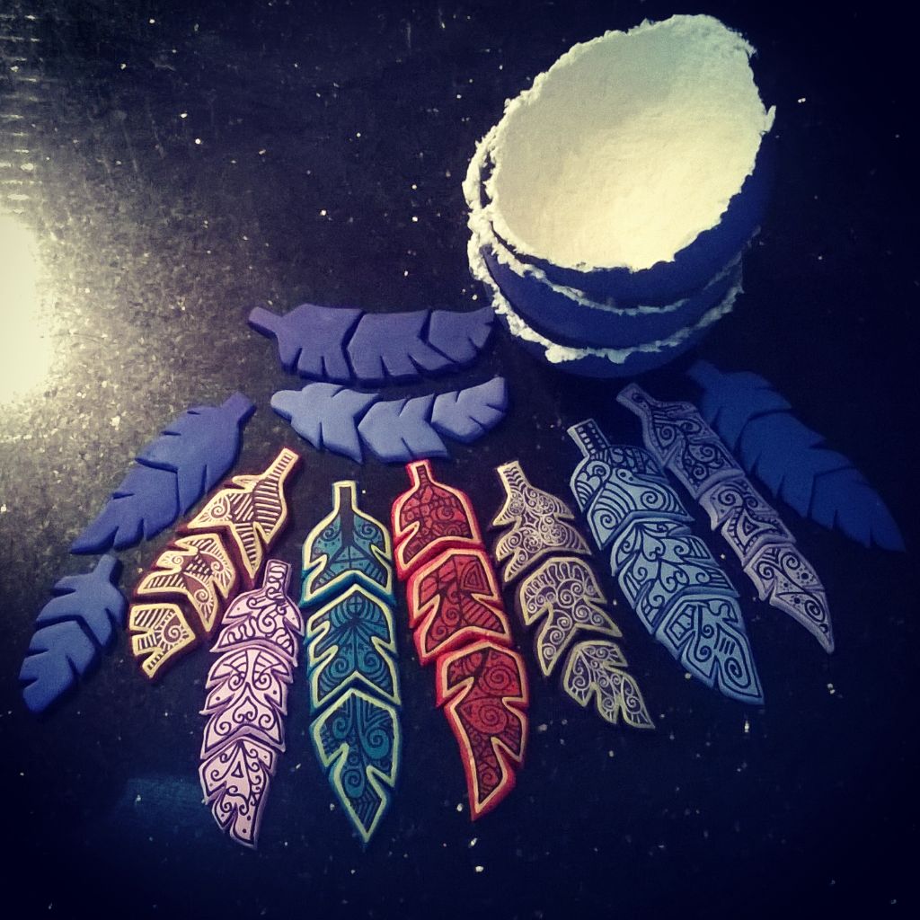 Handmade Polymer Clay Feather for Luck
