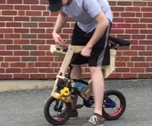 Leaf Blower Engine Powered Kids Bike From Trash