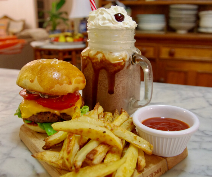 Diner Style Burger, Fries & Shake at Home