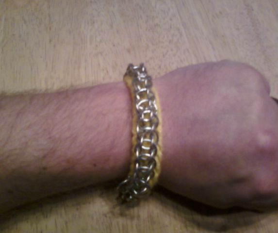 Knit Yarn and Chainmaille Bracelet