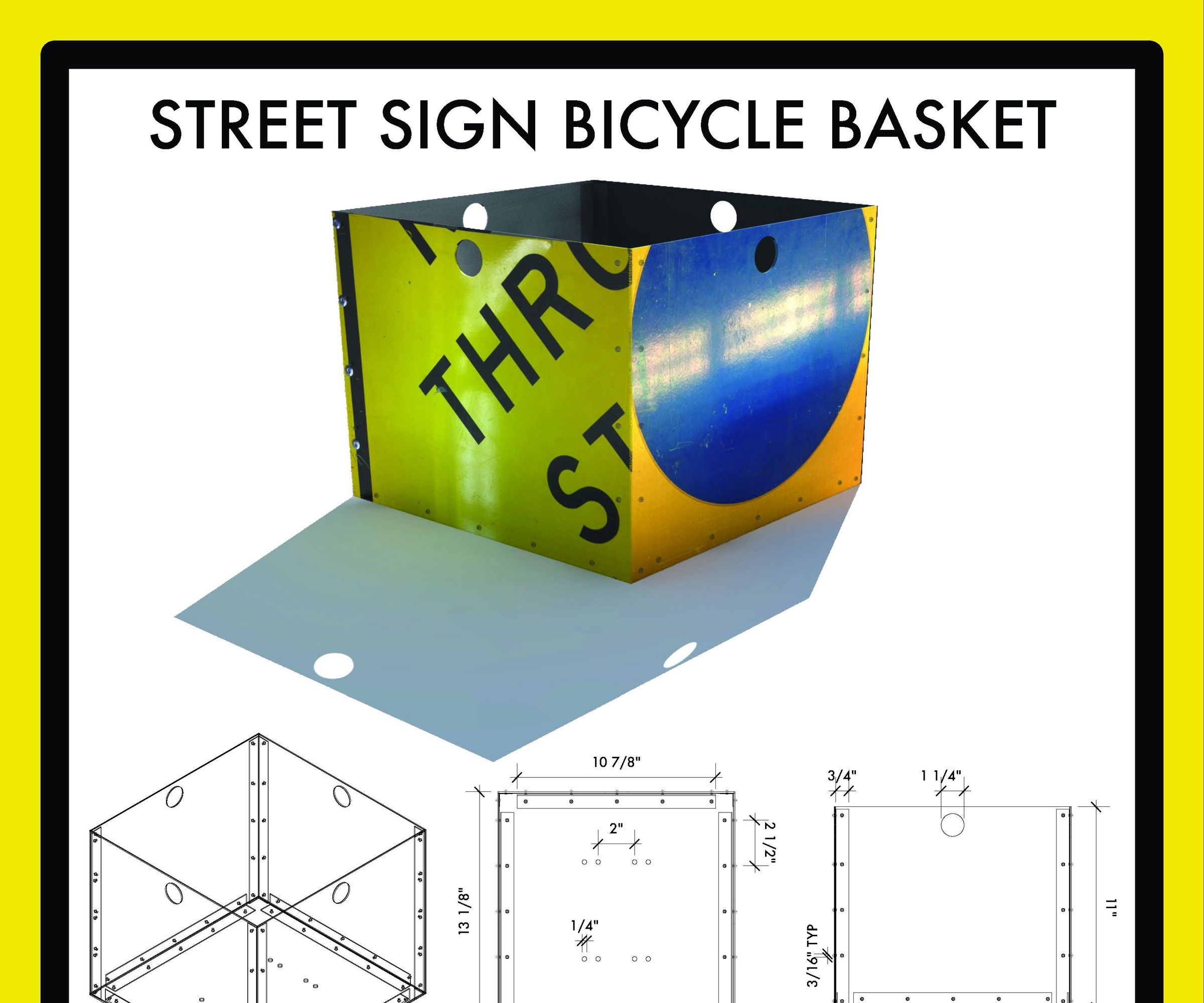 Street Sign Bicycle Basket