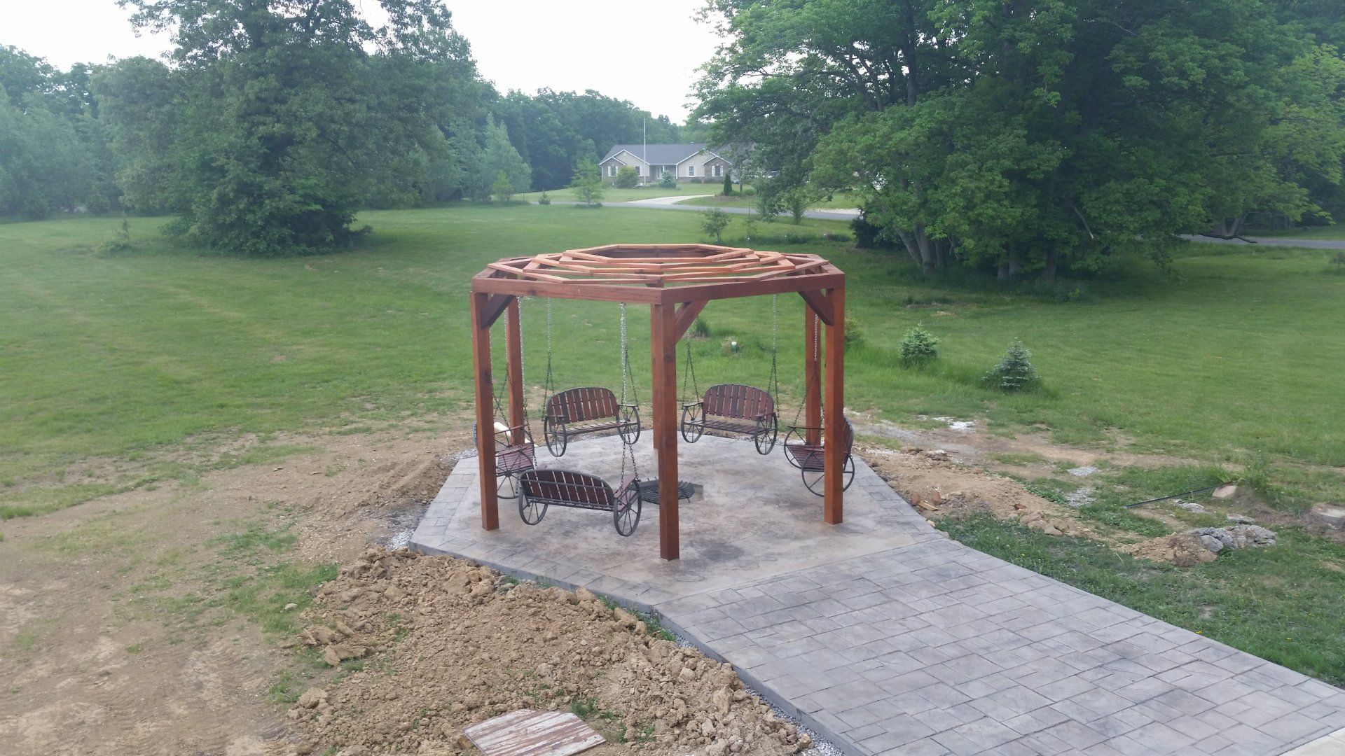 Hexagon Swing With Sunken Fire Pit 8 Steps (with Pictures