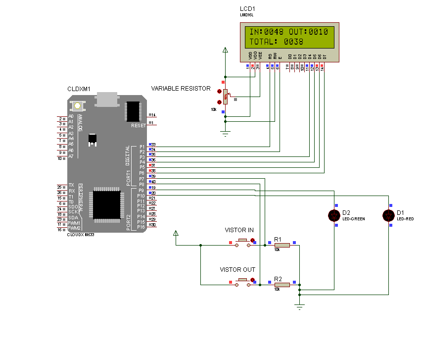 VISITOR IN & OUT COUNTER WITH CLOUDX MICROCONTROLLER