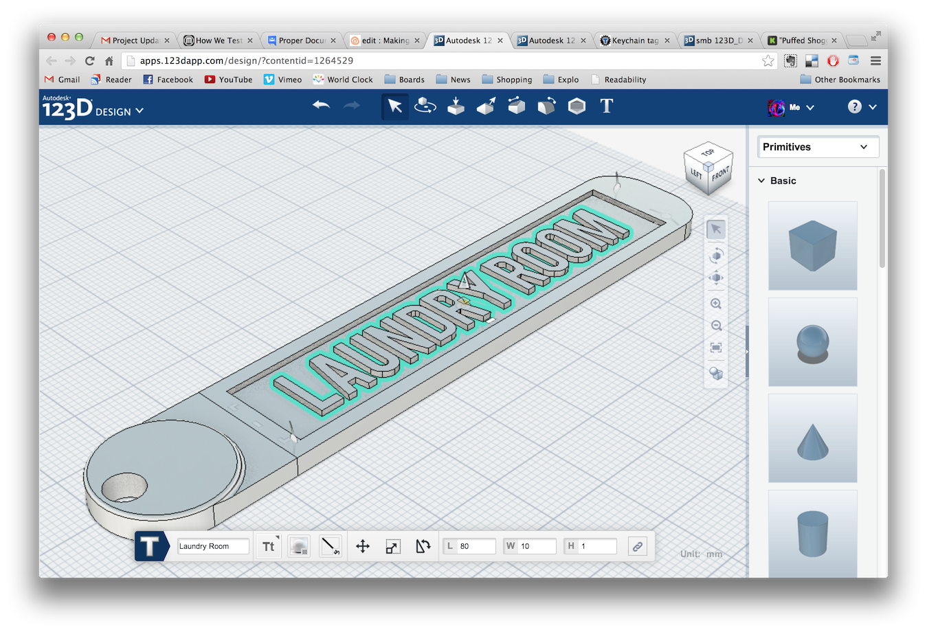 Making a Customizable Key Tag Using 123D Design Online