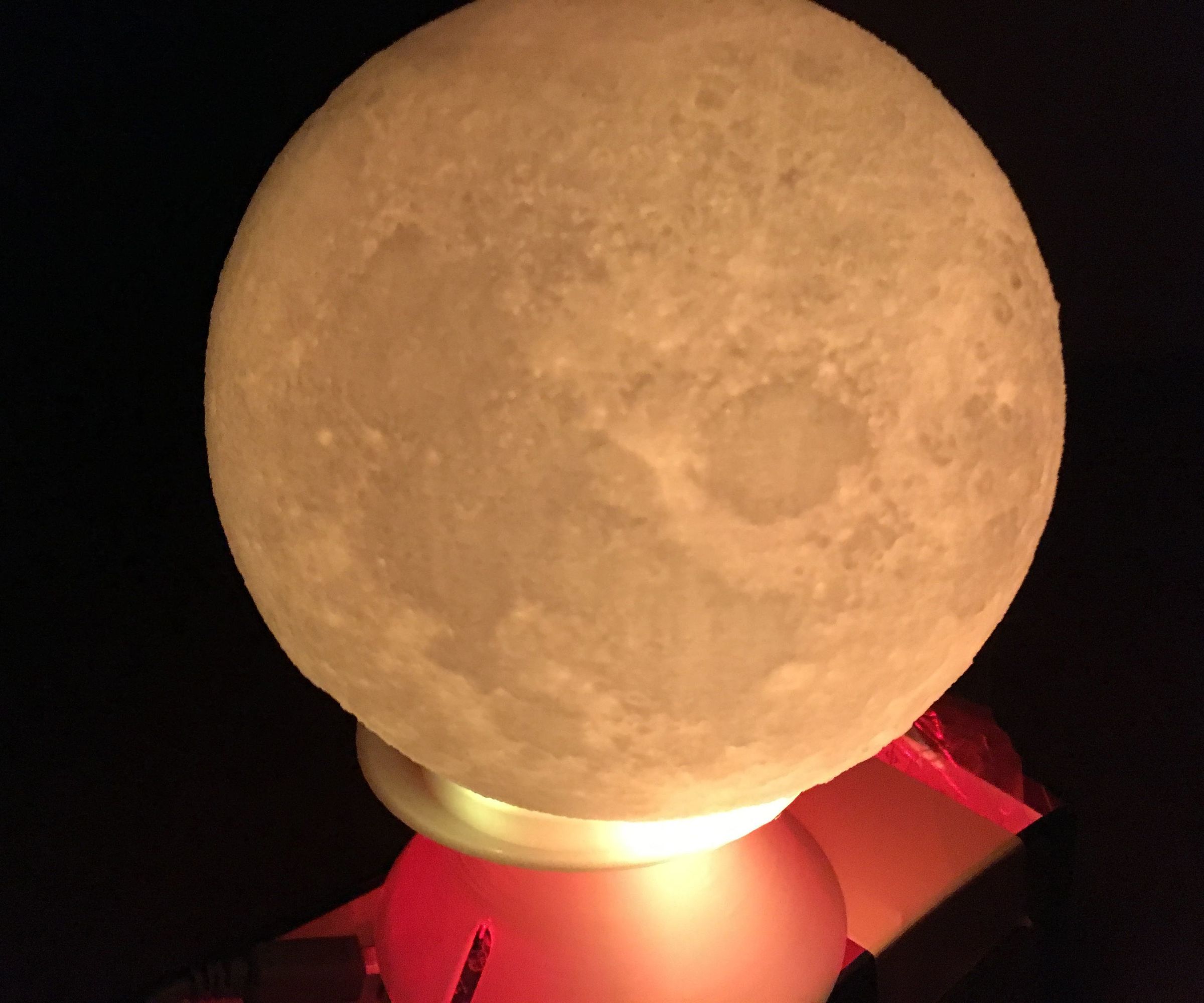 RBG 3D printed moon controlled with blynk (iPhone or Android)