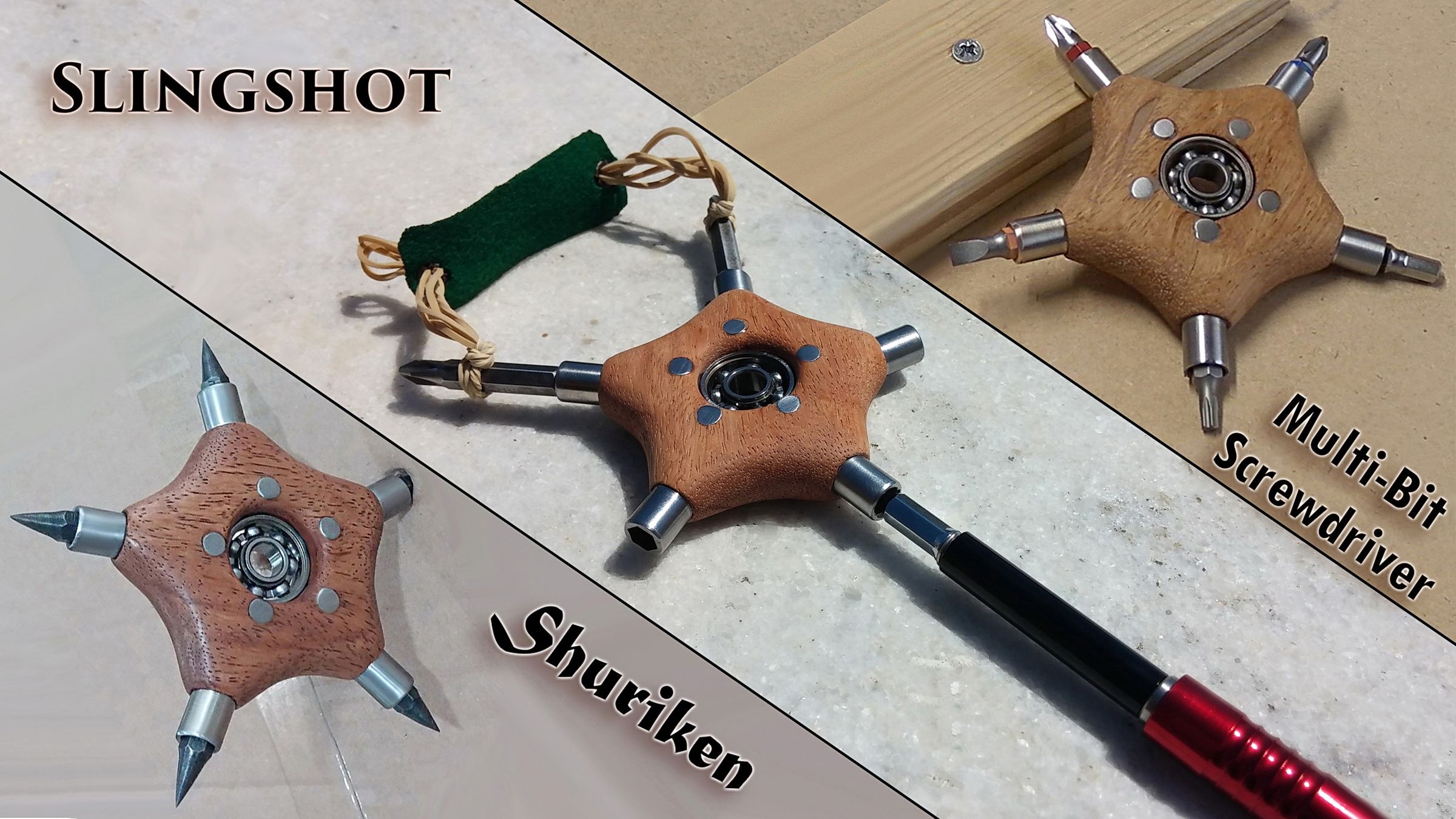 Convertible Wooden Fidget Spinner | Shuriken / Slingshot / Screwdriver ...