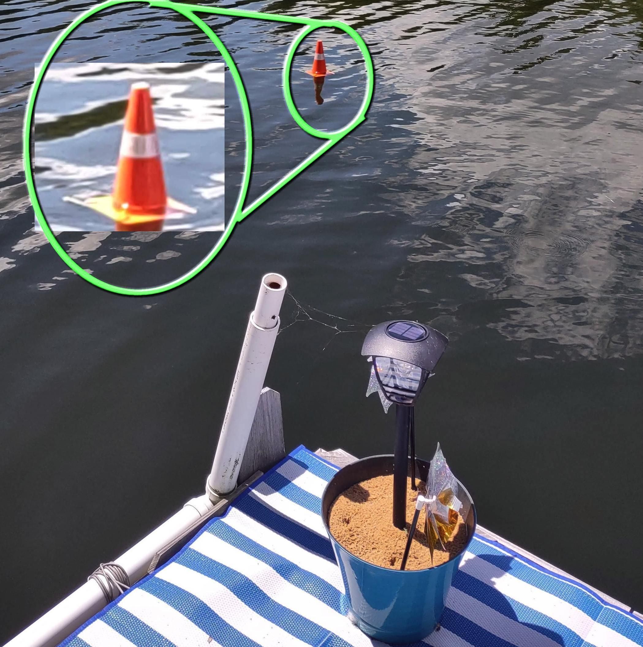Traffic Cone Floating Buoy From the $1.25 Store With Upcycled Material