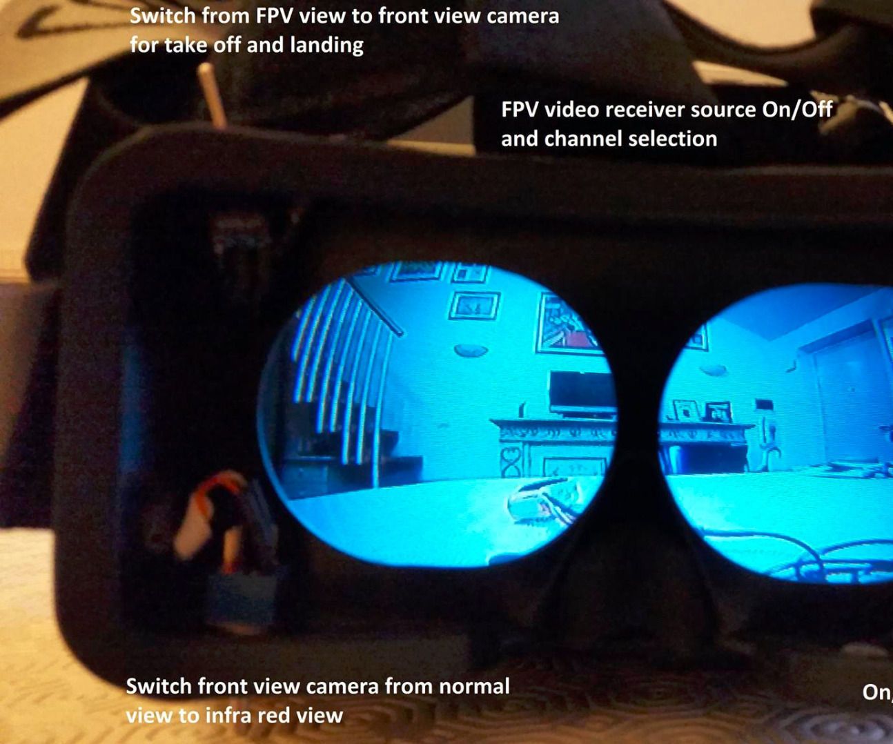 FPV goggles with local to remote view switch, with local infrared camera