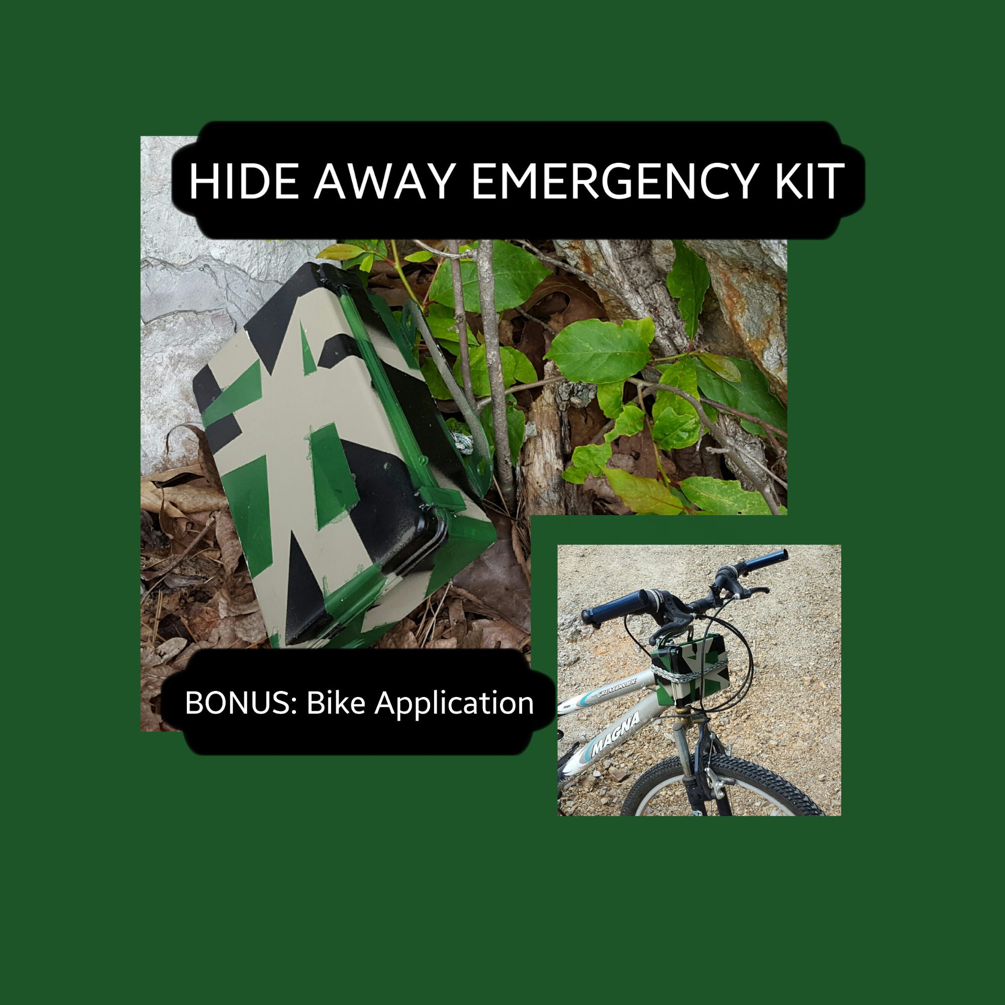 Hide Away Emergency Kit; Mountain Bike Application Included 