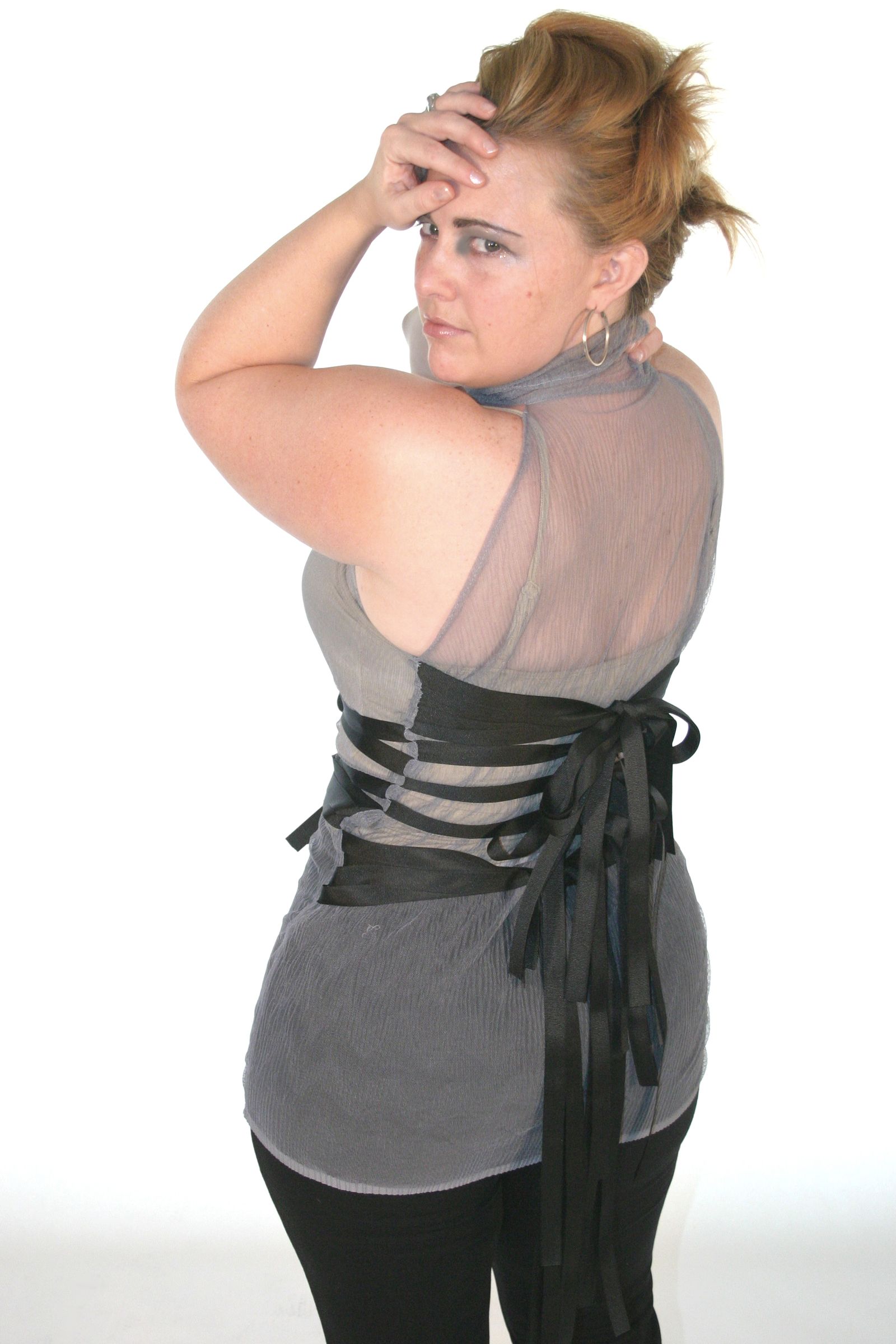 Sheer Sleeveless Turtleneck Corset Ribbon Top Instructables