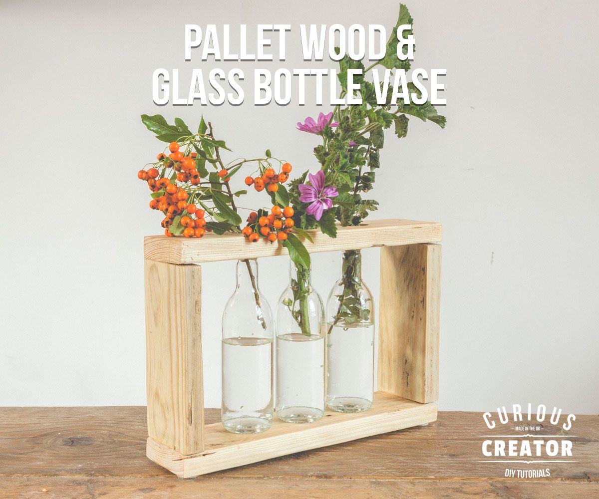 Pallet Wood & Glass Bottle Vase