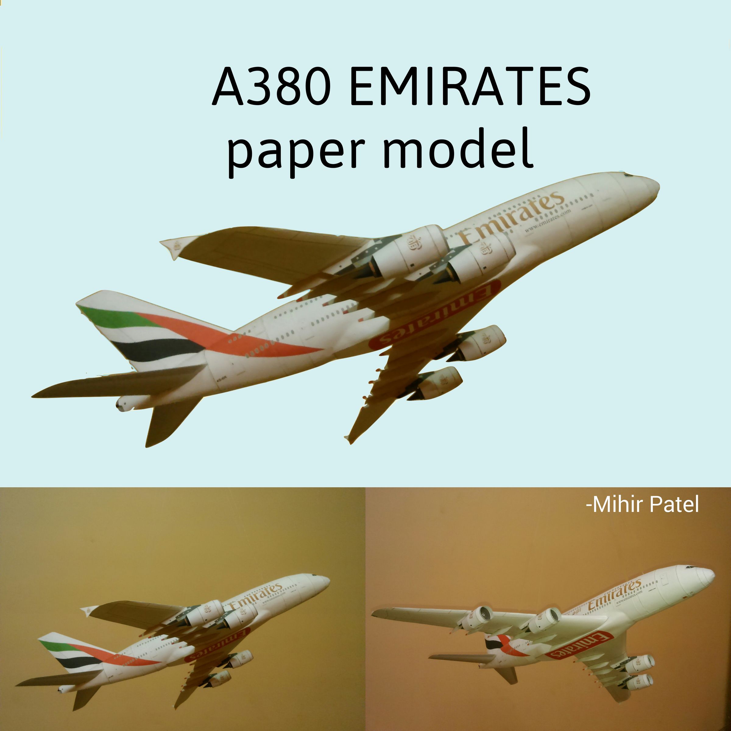 A380 Emirates Paper Model 1:132
