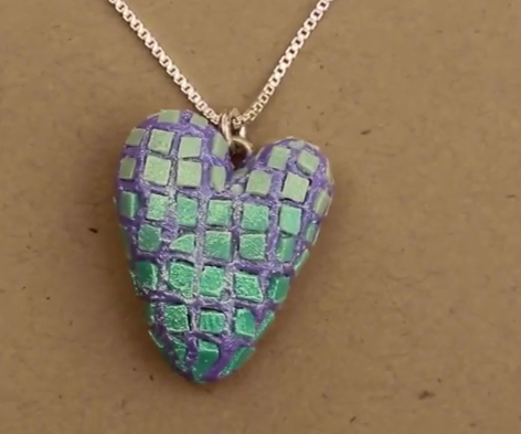 Polymer Clay Mosaic Heart Pendant