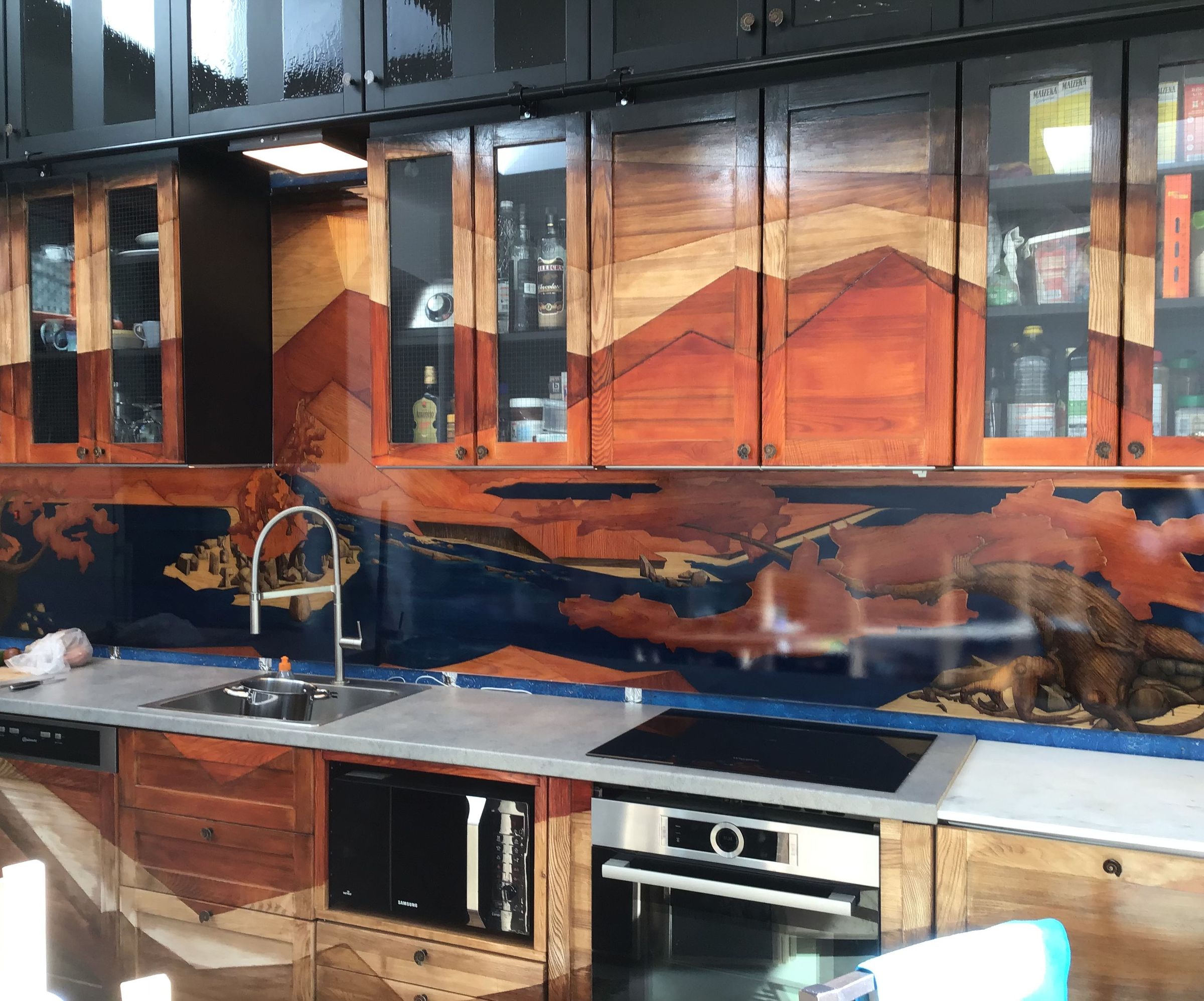 Faux Marquetry Backsplash