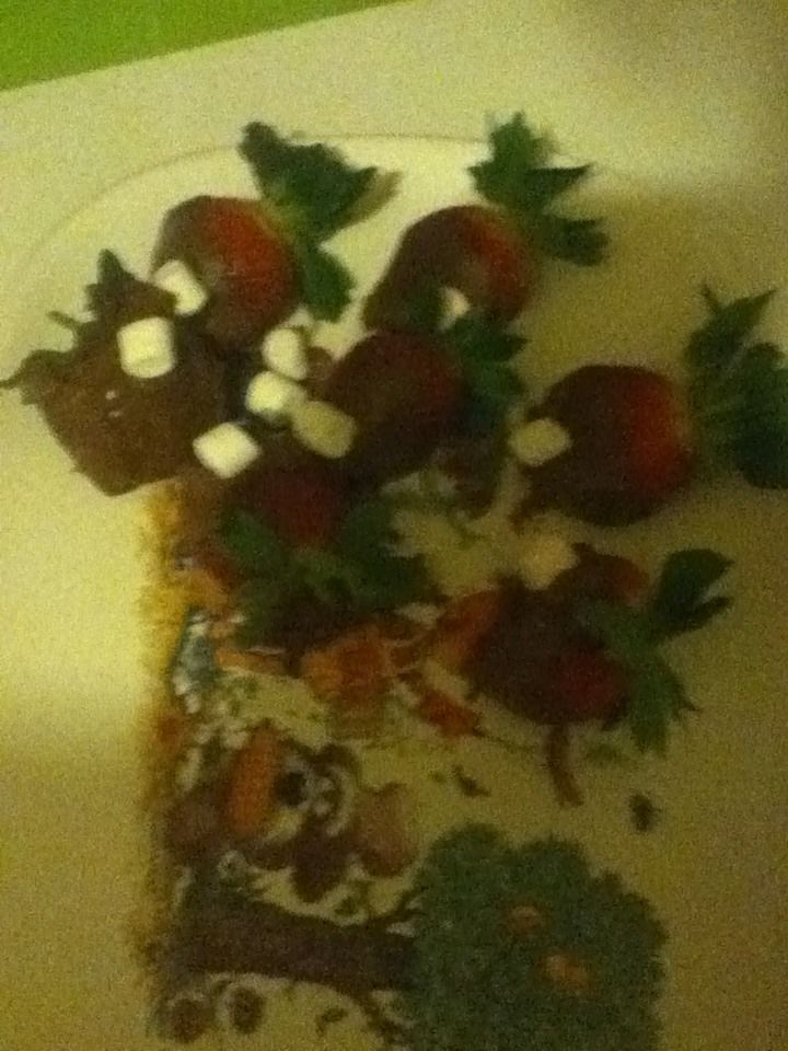 Chocolate Strawberries With Mini Marshmallows.