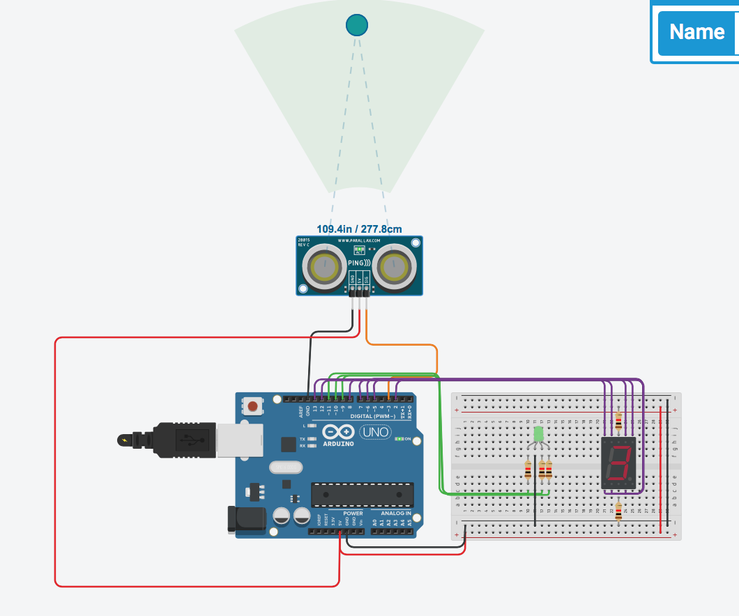 Ultrasonic Sensor Using RGB and 7 Segment Display