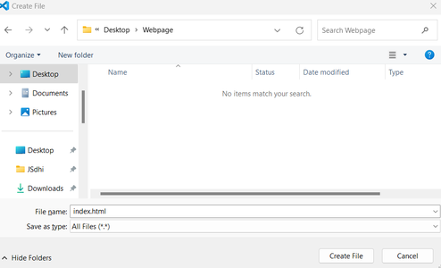 Create New HTML File