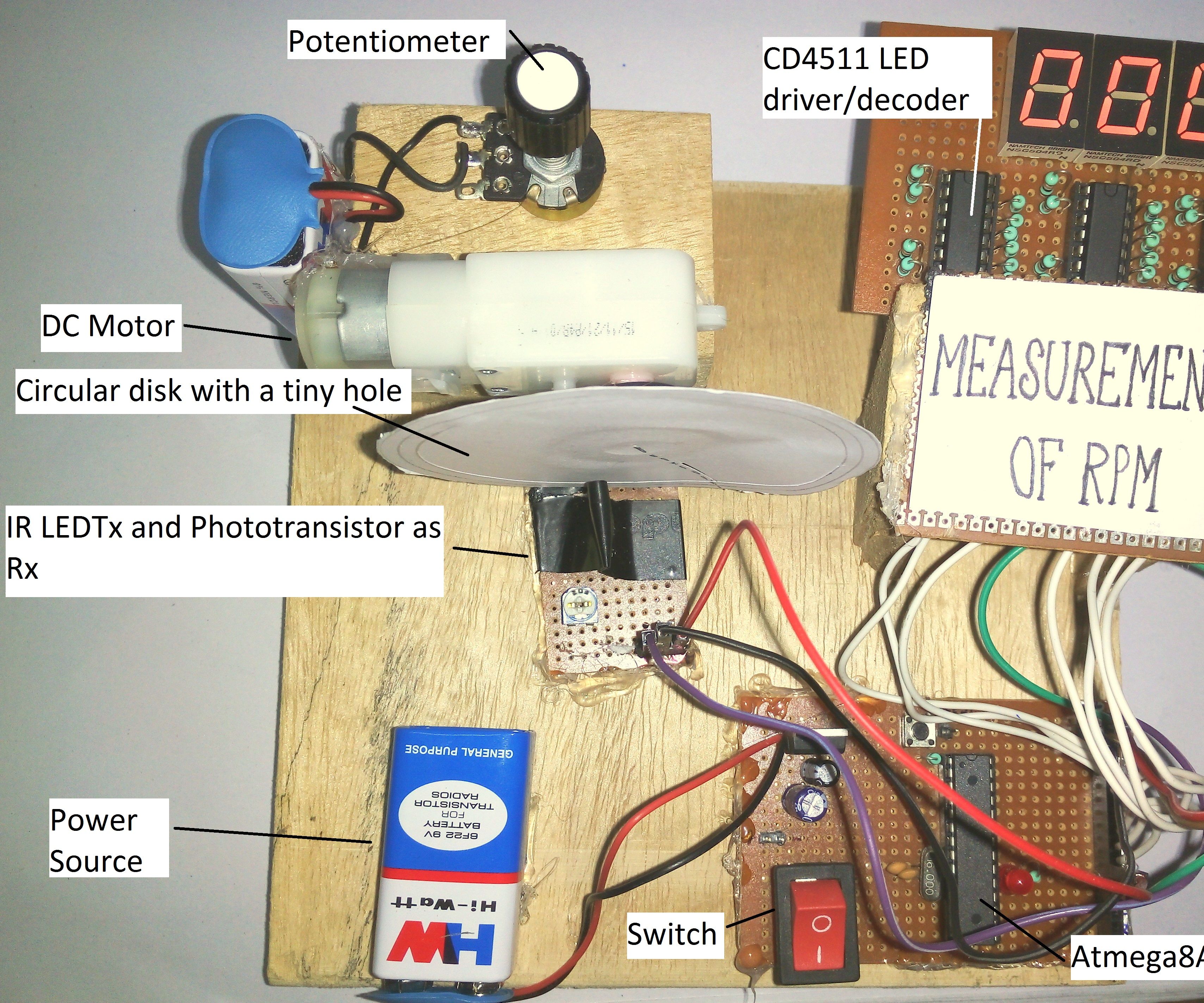 MEASUREMENT OF RPM OF DC MOTOR USING ARDUINO AND IR LED