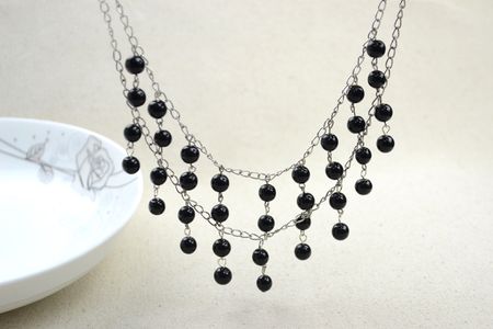 Handcrafted Beaded Jewelry-a Piece of Black Pearl Necklace