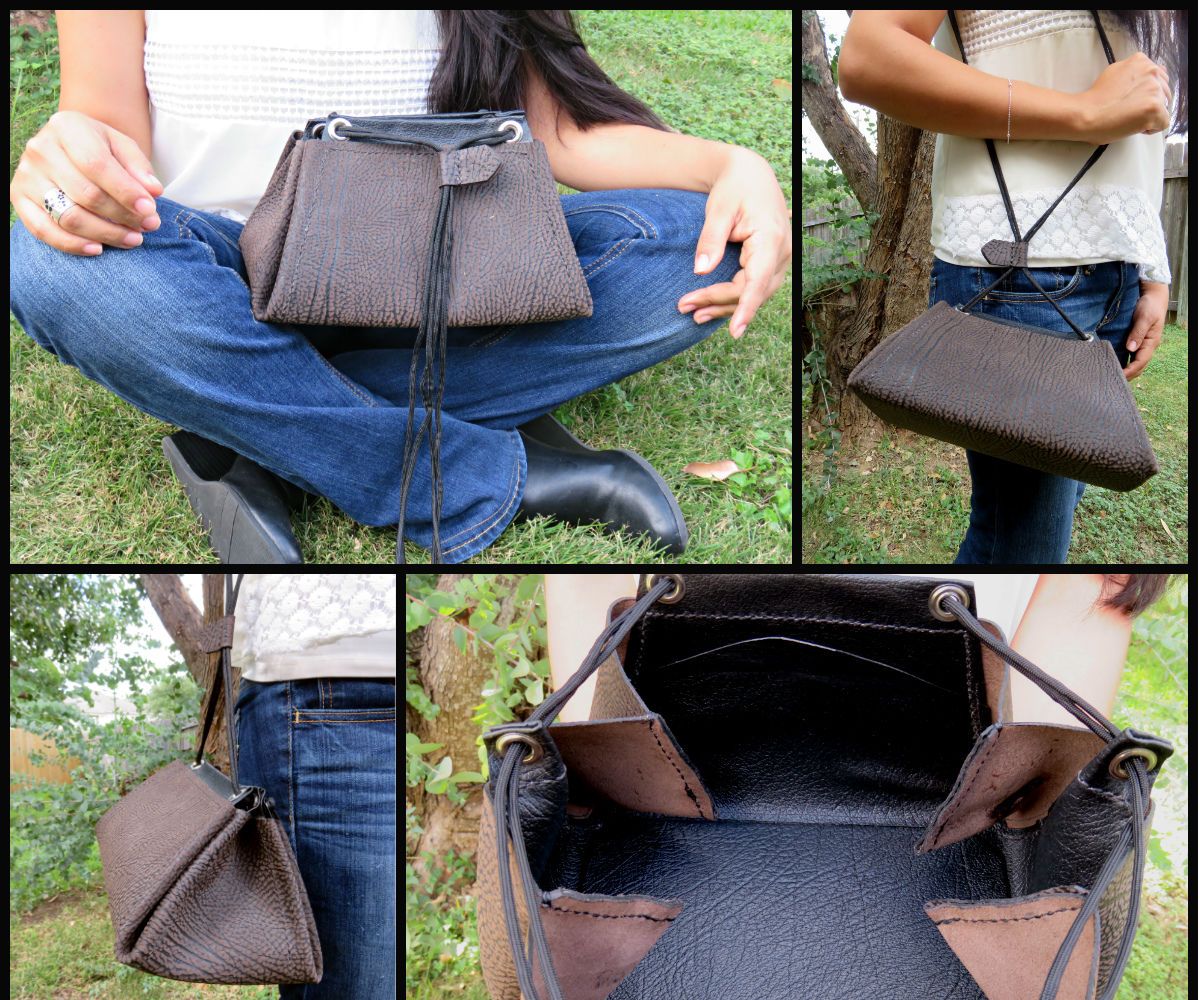  Leather "Traps" Drawstring Purse