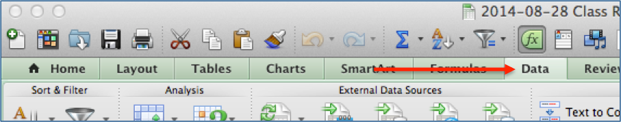 Click the Data Tab