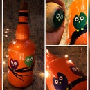 Owl Potato Block Printing on Bottle