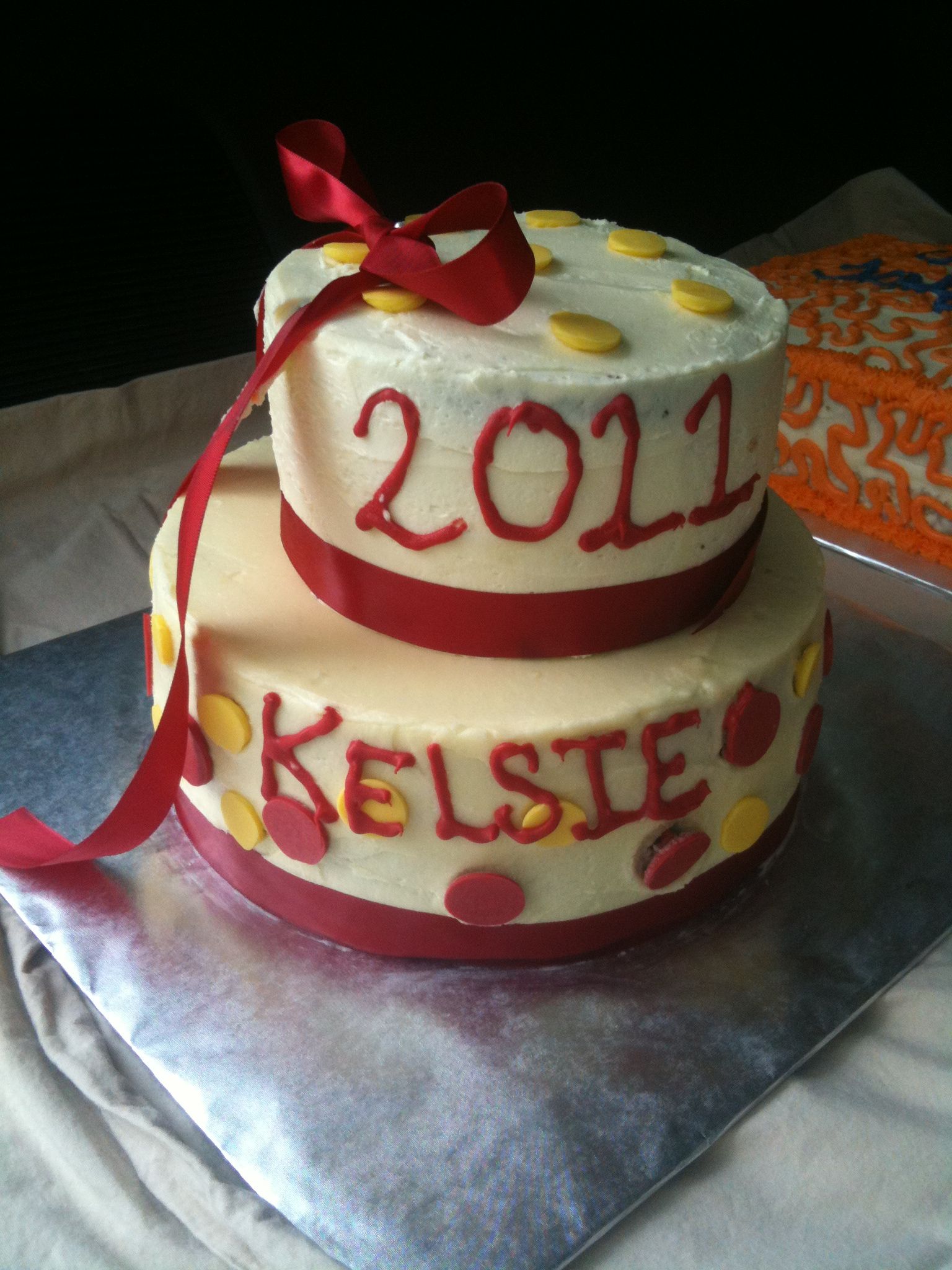 Graduation Red and Yellow Cake