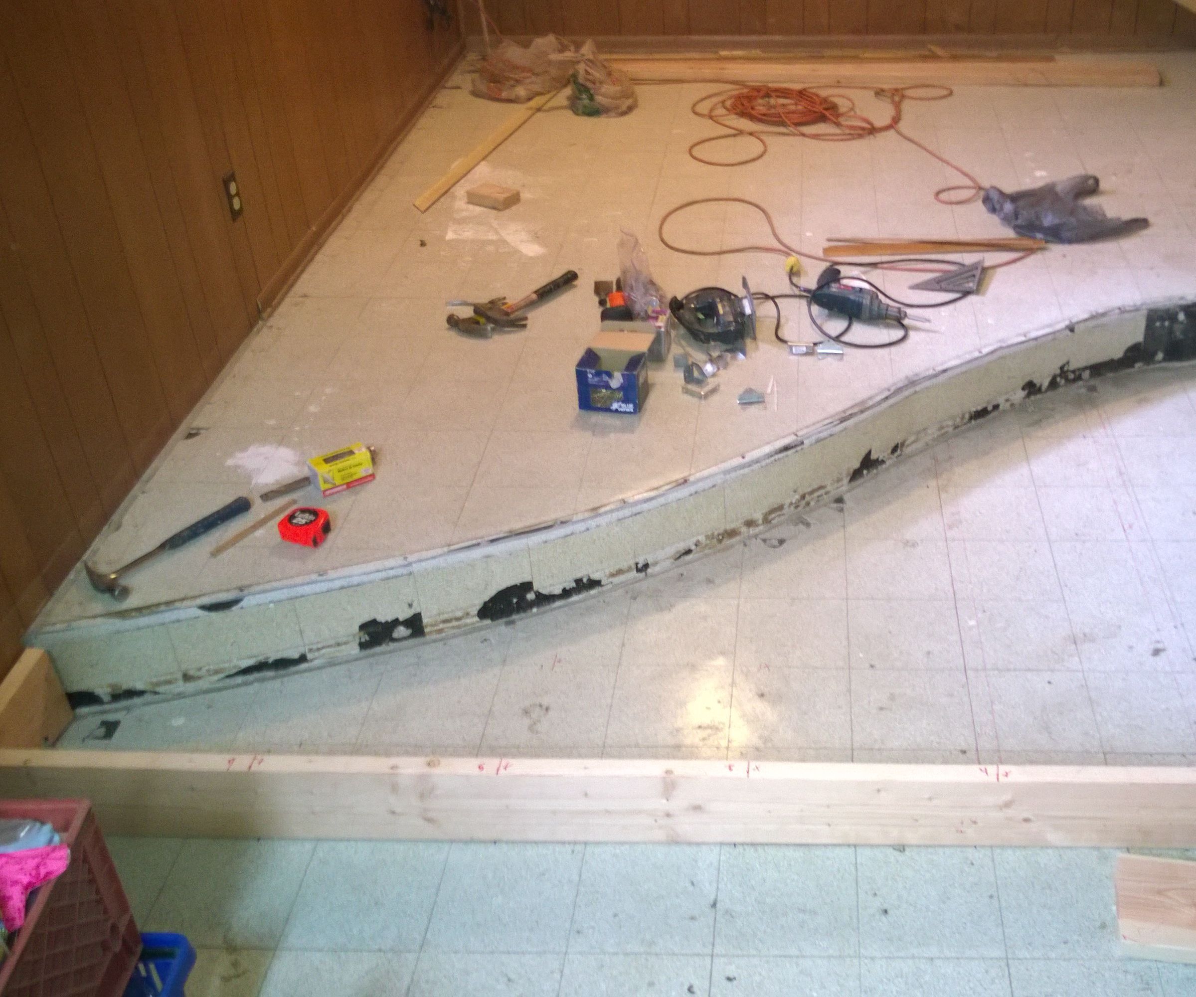 Squaring Off an Old Patio for Laminate Flooring