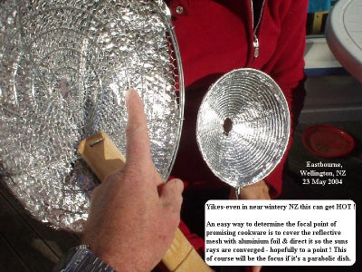 Reflecting Sunshine to the Parabolic "hotspot" Also Helps Locate the Focal Point