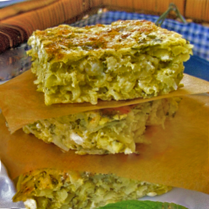 Baked Omelette With Zucchini, Potatoes and Fennel (Sfouggato)