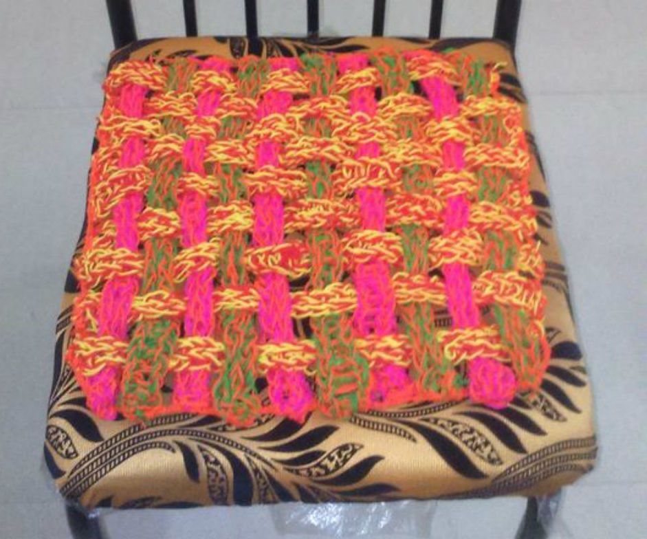 Finger Knitting a Mat 
