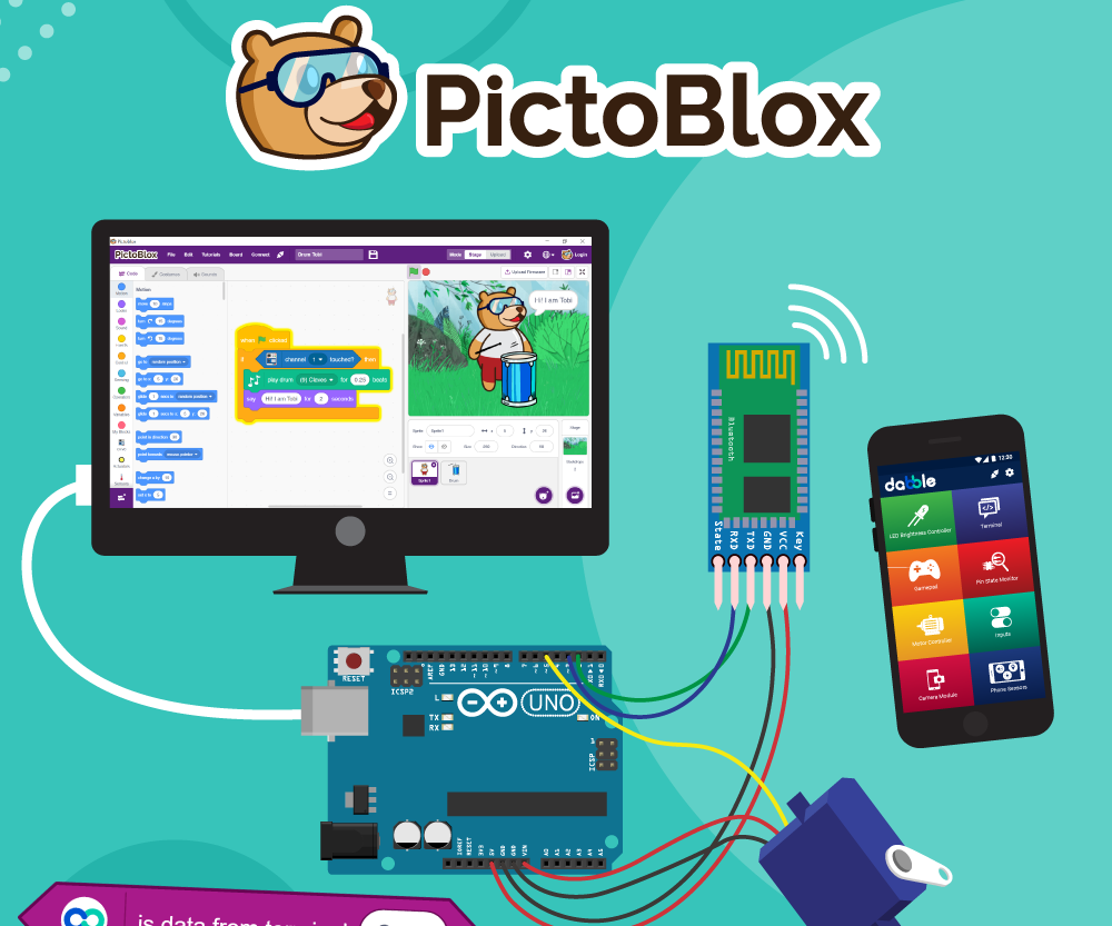 Controlling Actuators Via Smartphone by Interfacing With Arduino Using PictoBlox
