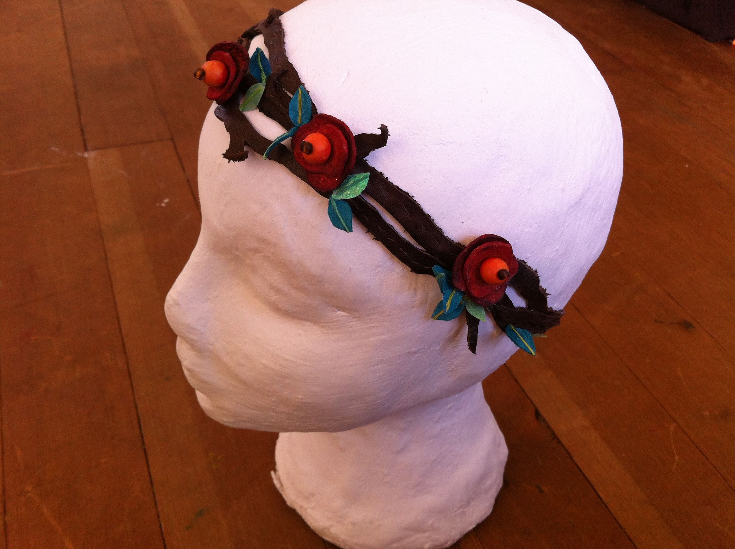 Flowers and Vines Headband From Scrap Leather