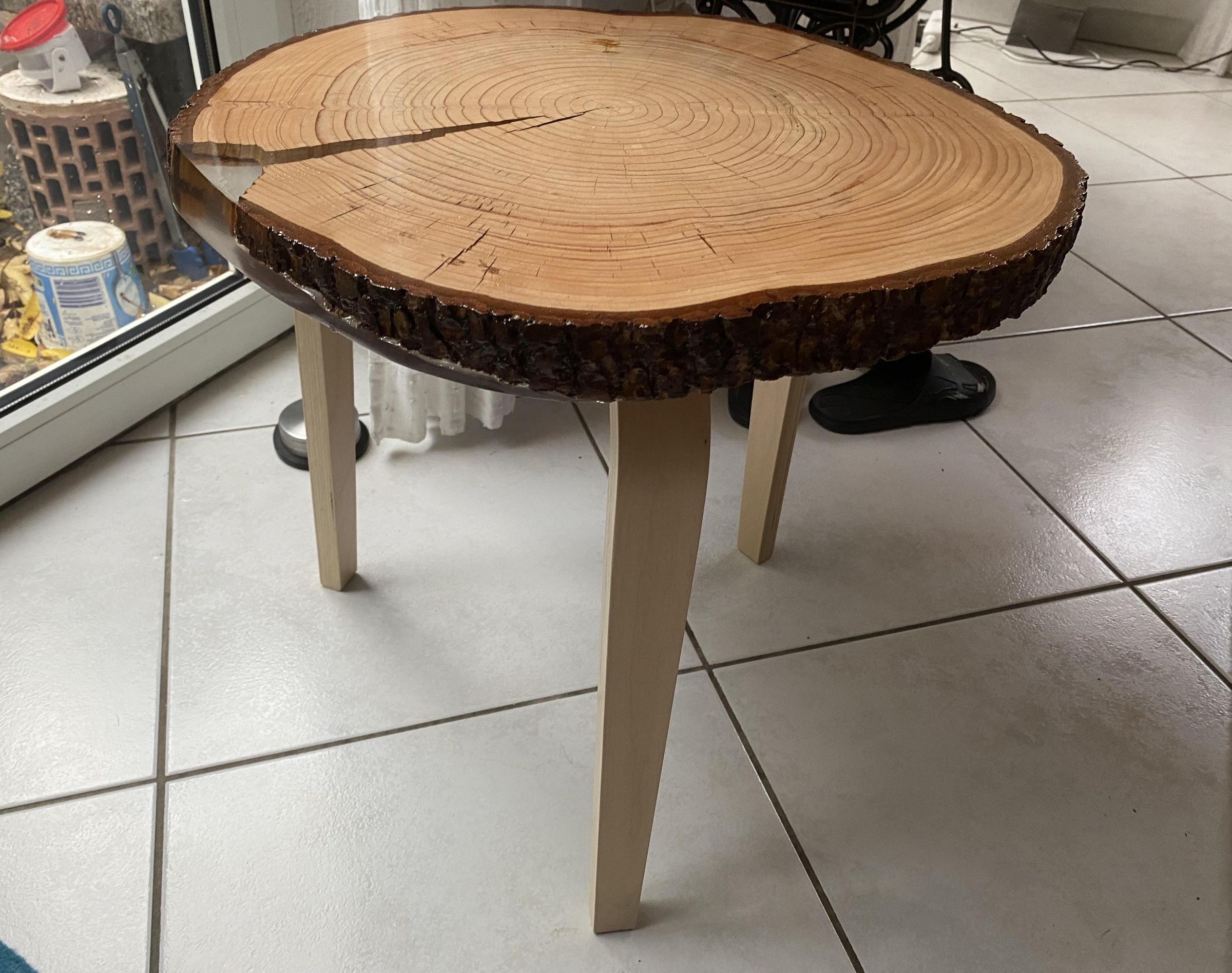 3 - Router-planed Tree Slice Side Tables With DIY Router Sled