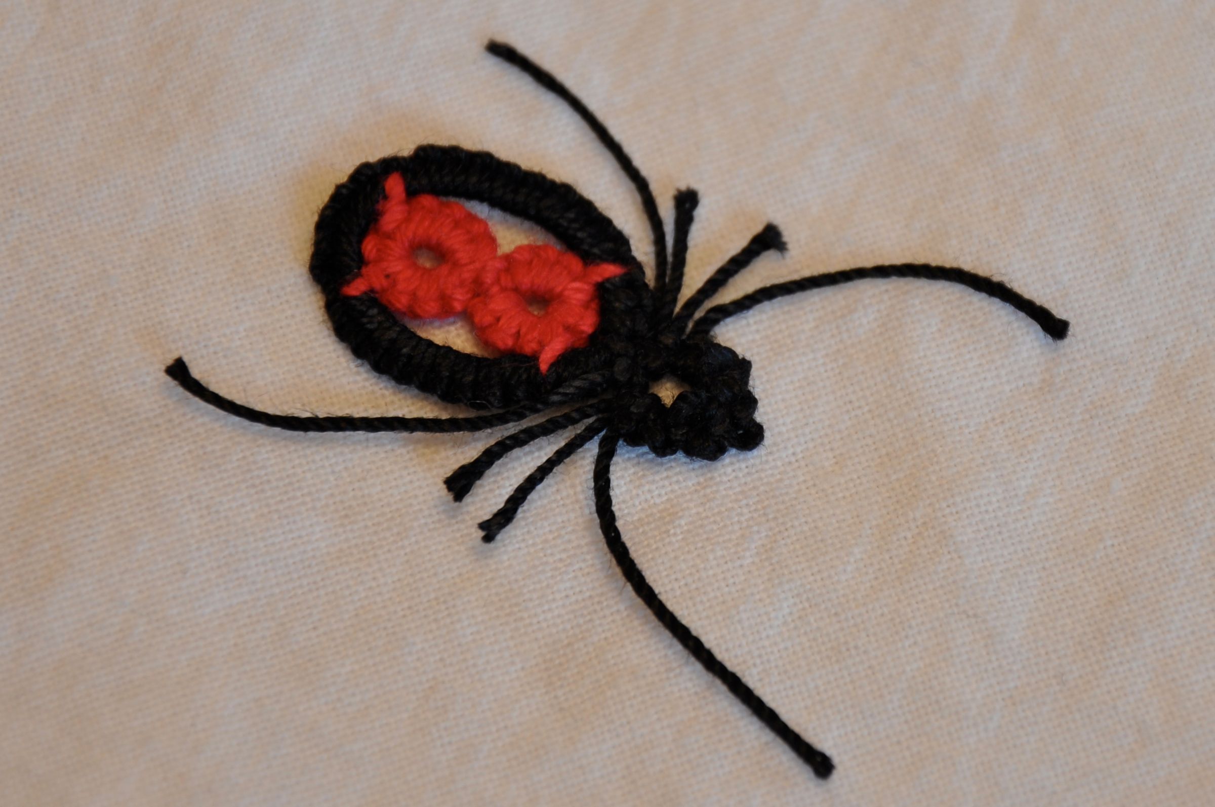 Tatted Black Widow Spider Pendant